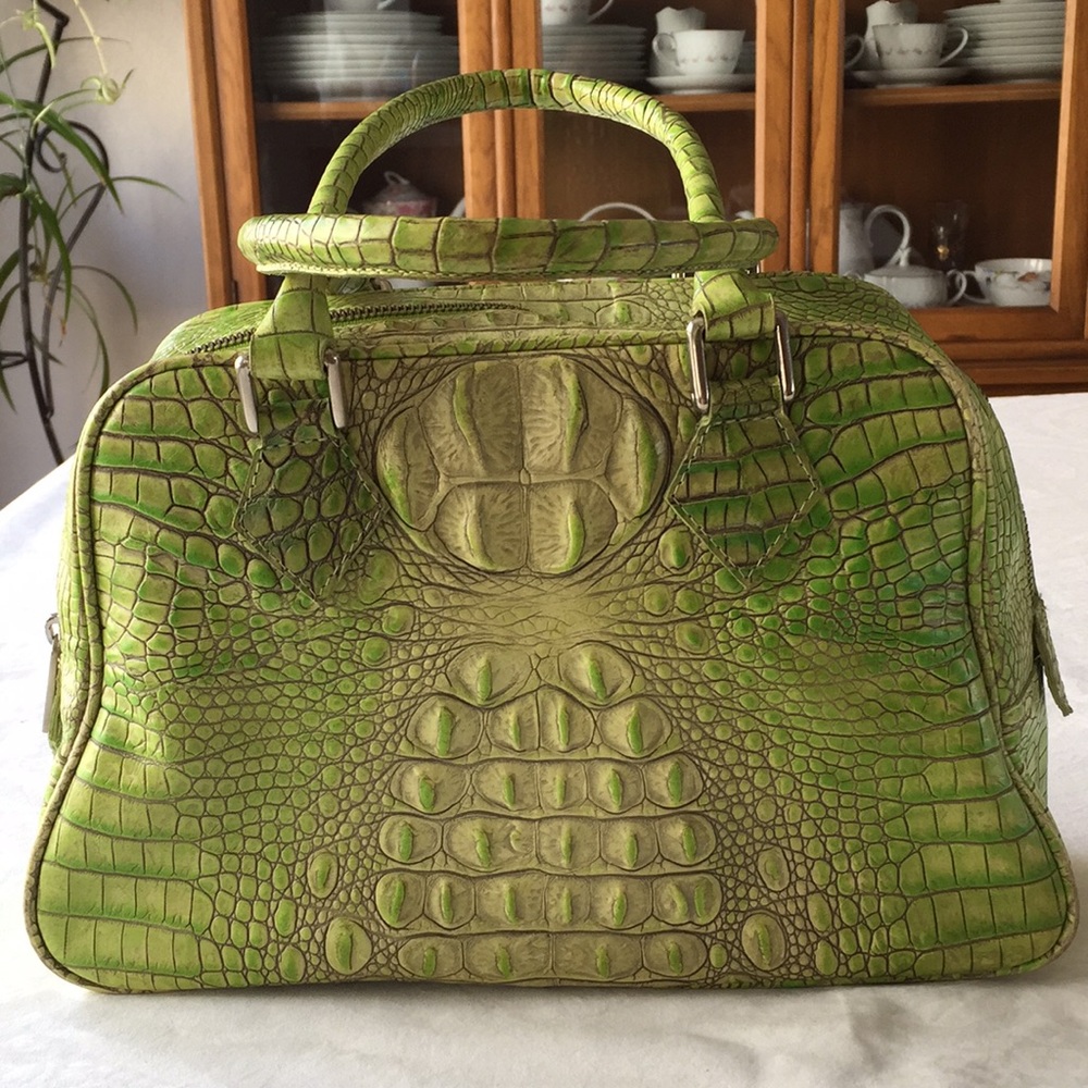 JALDA Green Crocodile Embossed Leather Bag